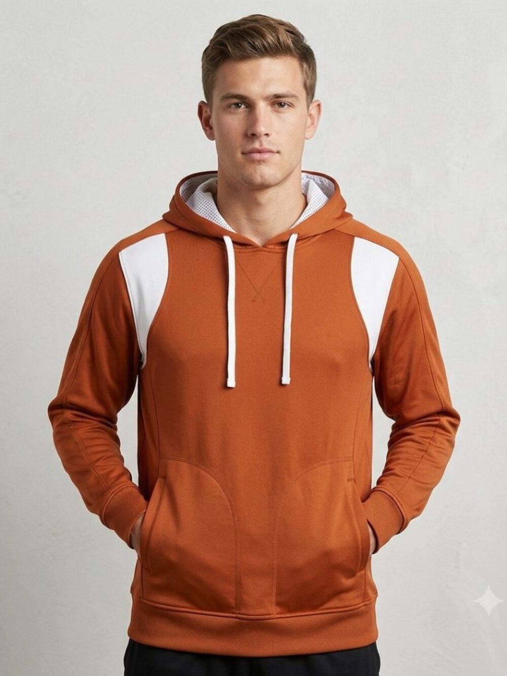 Team 365 Men's Orange Performance Hoodie  Med Athletic Pullover Moisture Wicking